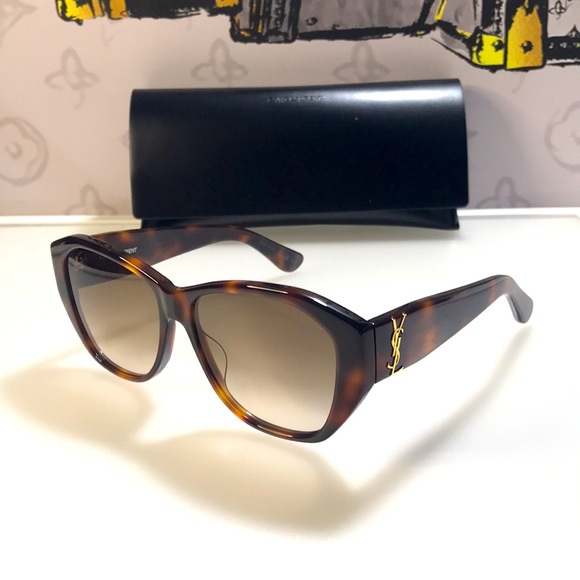 💯- New SAINT LAURENT SLM8 Cat Eye HAVANA Brown Frame/Grey Lenses Sunglasses - Picture 6 of 14